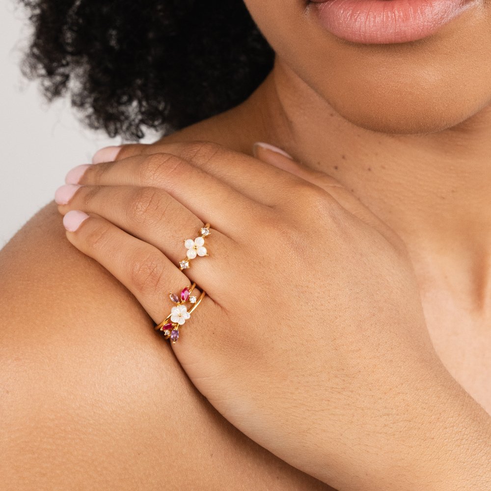 Flower Opal Gemstone Statement Ring