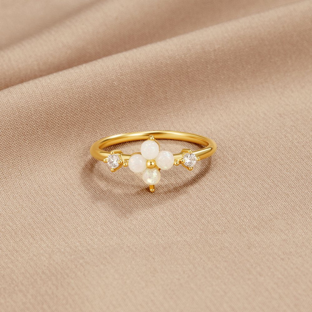 Flower Opal Gemstone Statement Ring