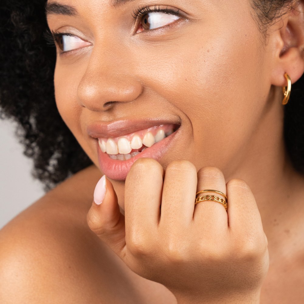 Layered Gold Chain Ring Design