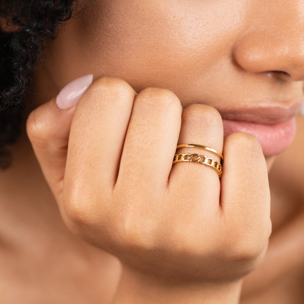 Layered Gold Chain Ring Design