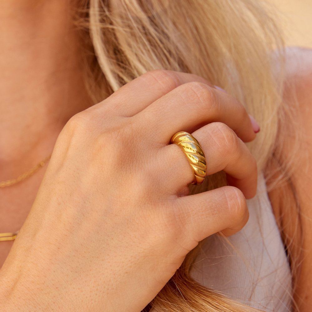 Gold Croissant Shaped Statement Ring
