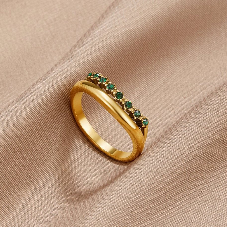 Emerald Green Layered Statement Ring