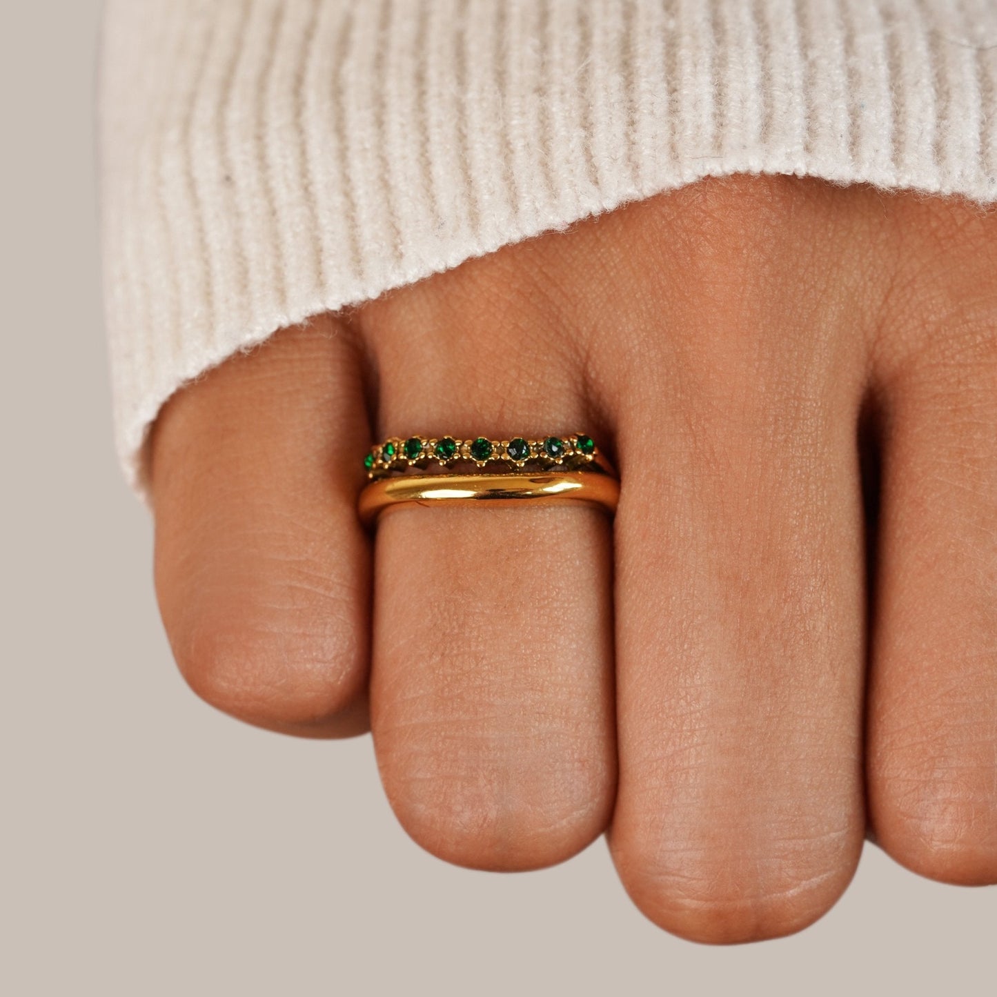 Emerald Green Layered Statement Ring