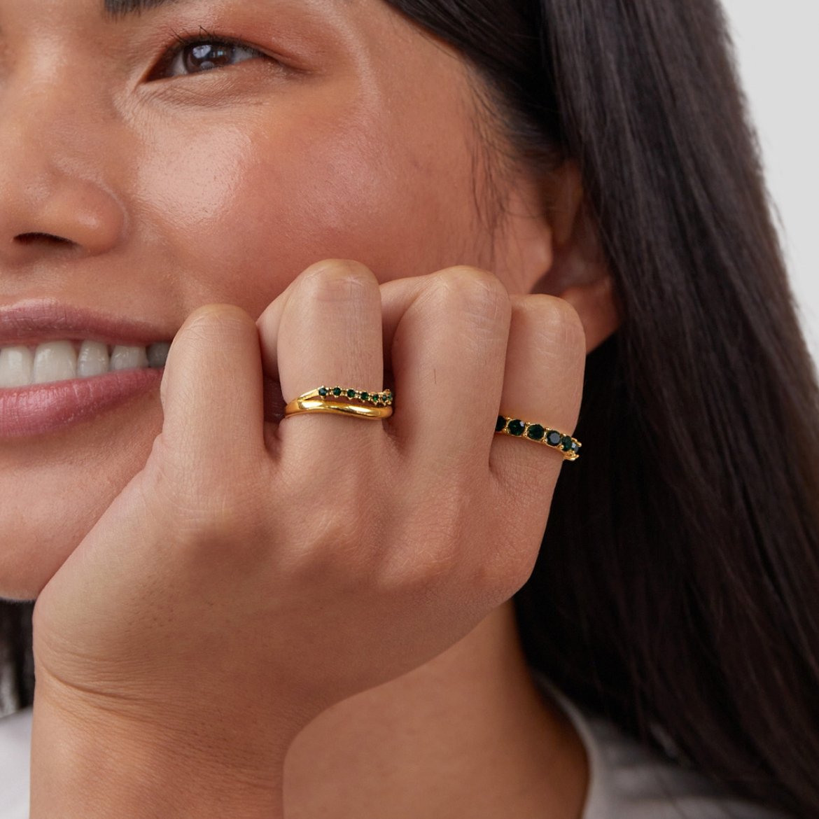 Emerald Green Layered Statement Ring