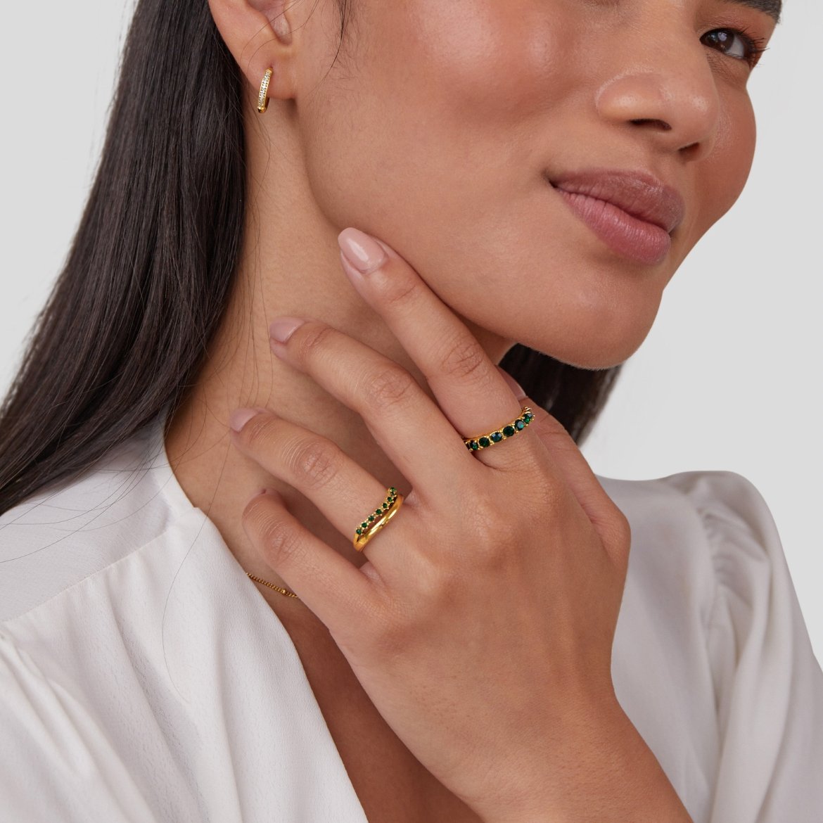 Emerald Green Layered Statement Ring