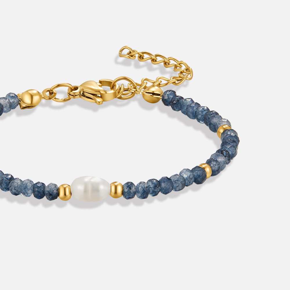 Navy Sodalite Pearl Bead Bracelet
