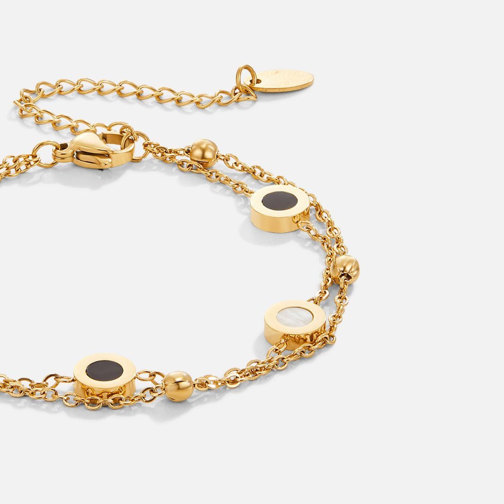 Onyx and White Stone Beaded Bracelet