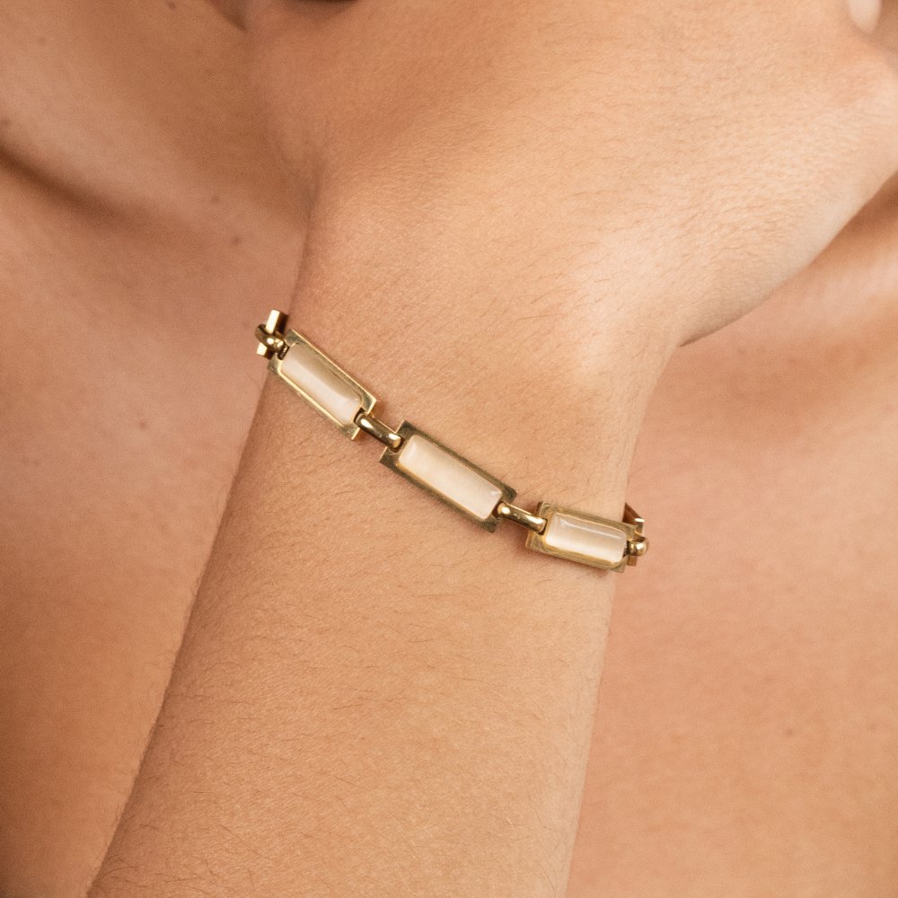 Gold Opal Baguette Gemstone Bracelet