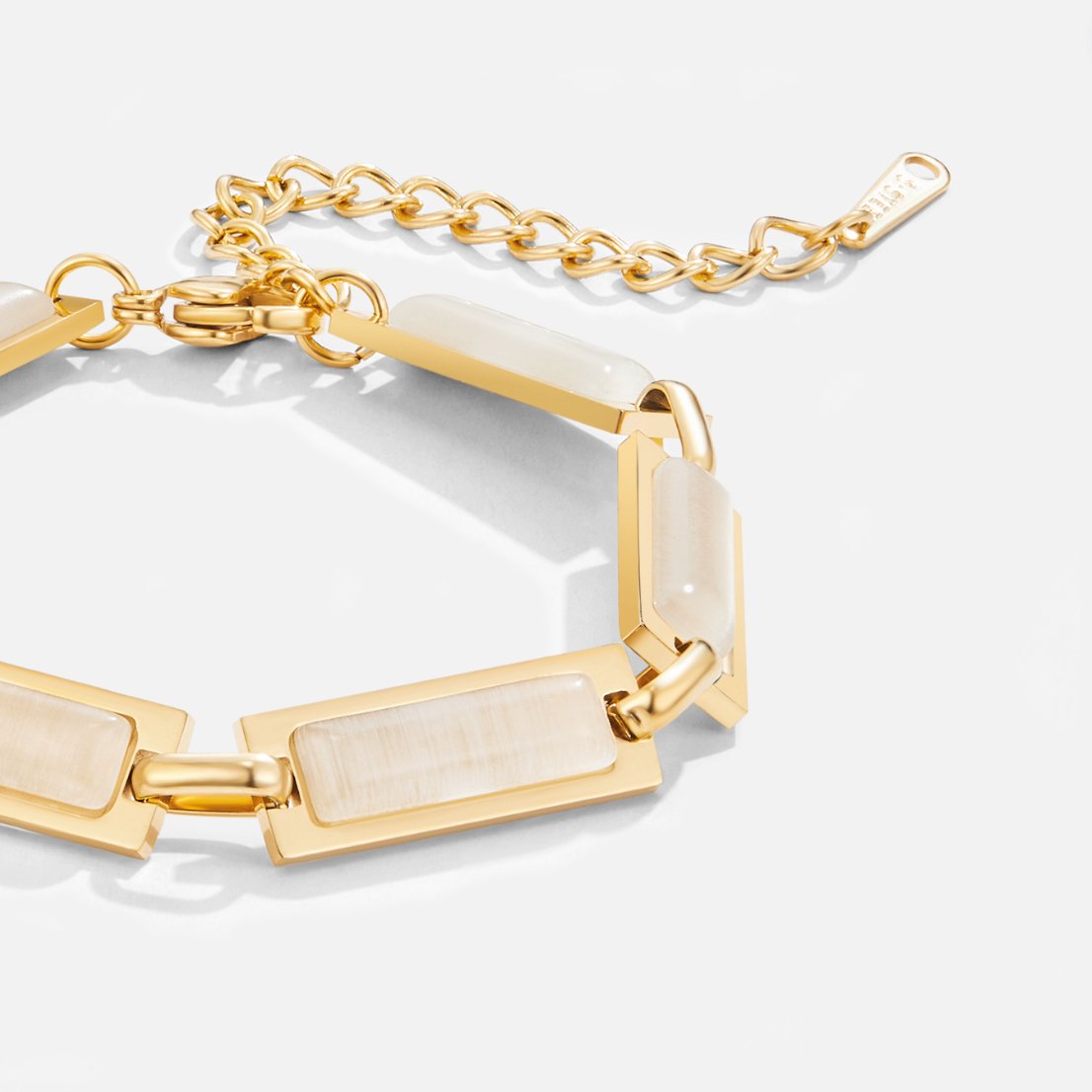 Gold Opal Baguette Gemstone Bracelet