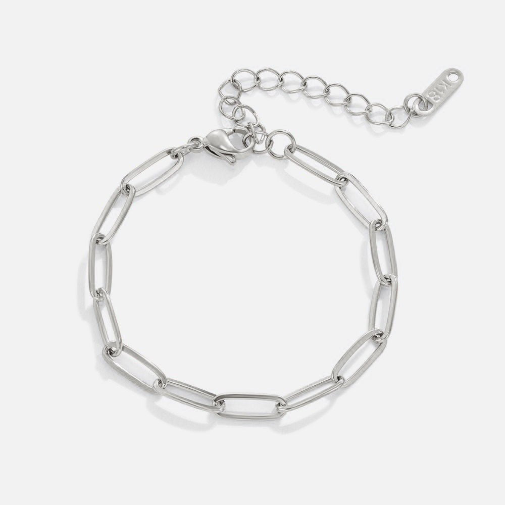 Silver Paperclip Chain Bracelet for Women