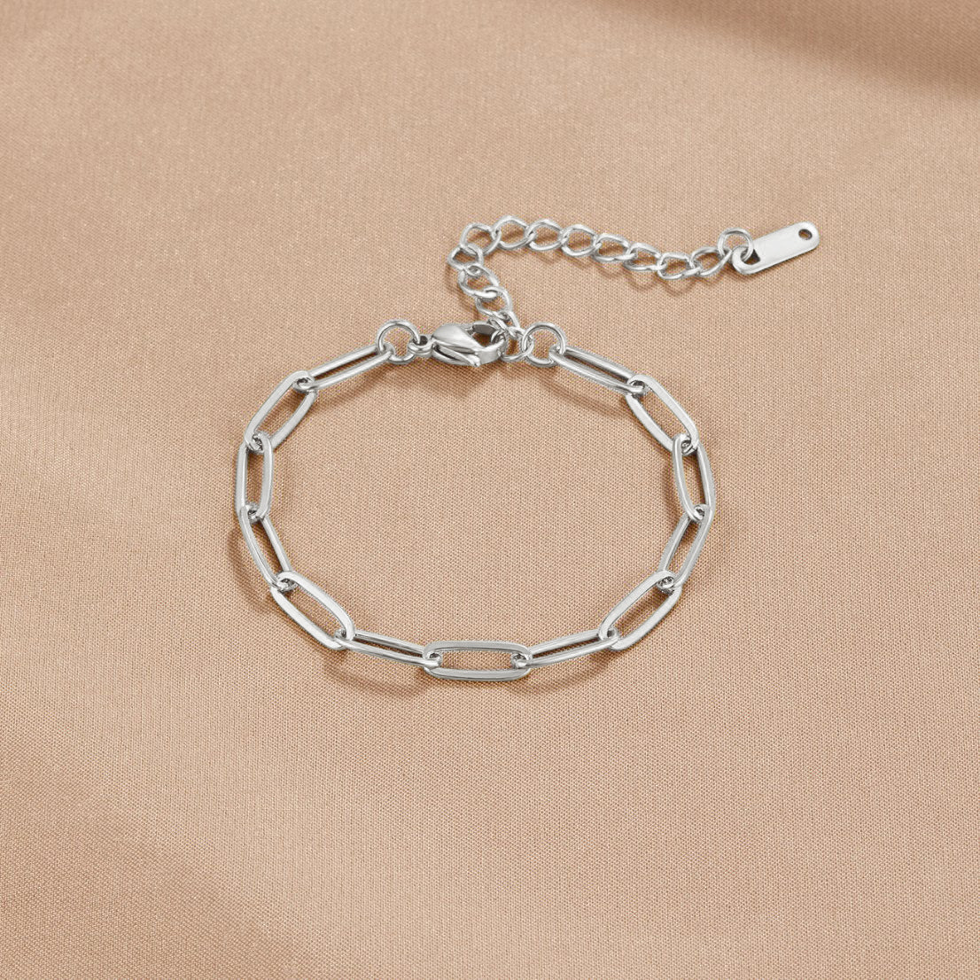 Silver Paperclip Chain Bracelet for Women