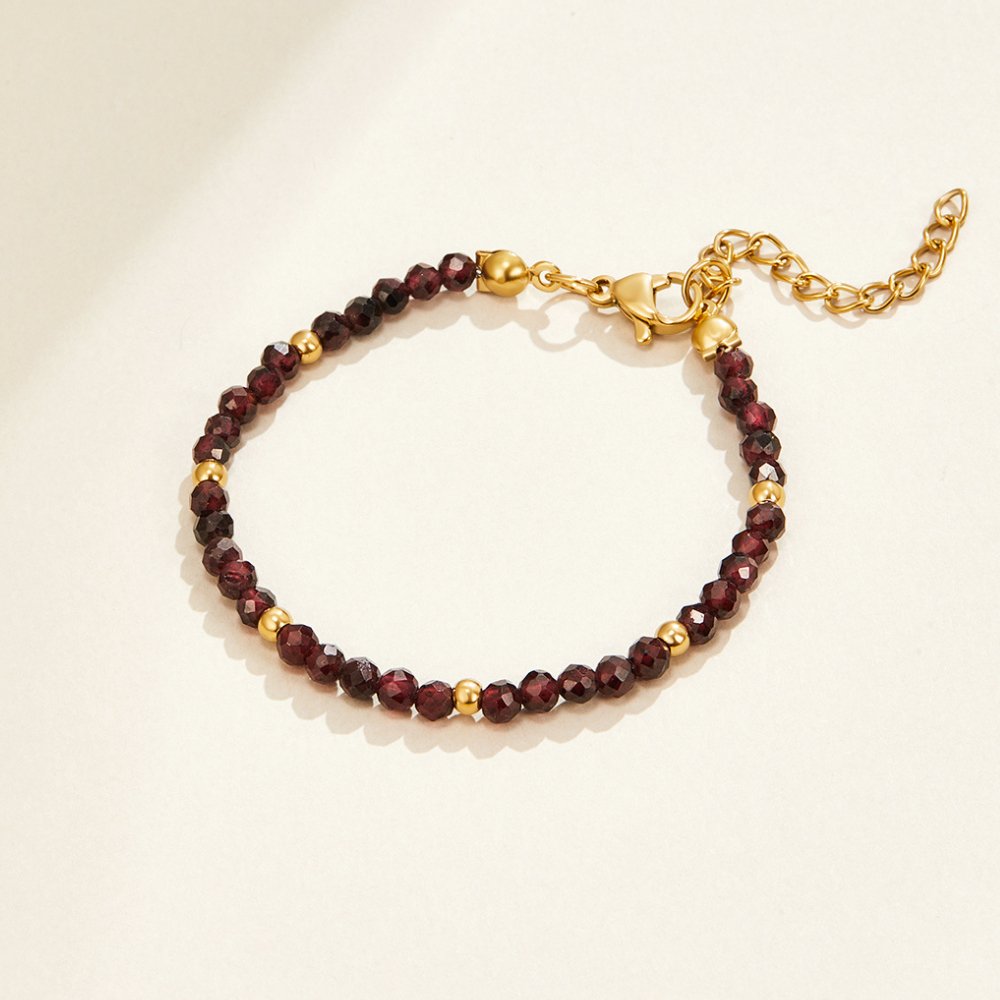 Red Garnet Gemstone Bead Bracelet