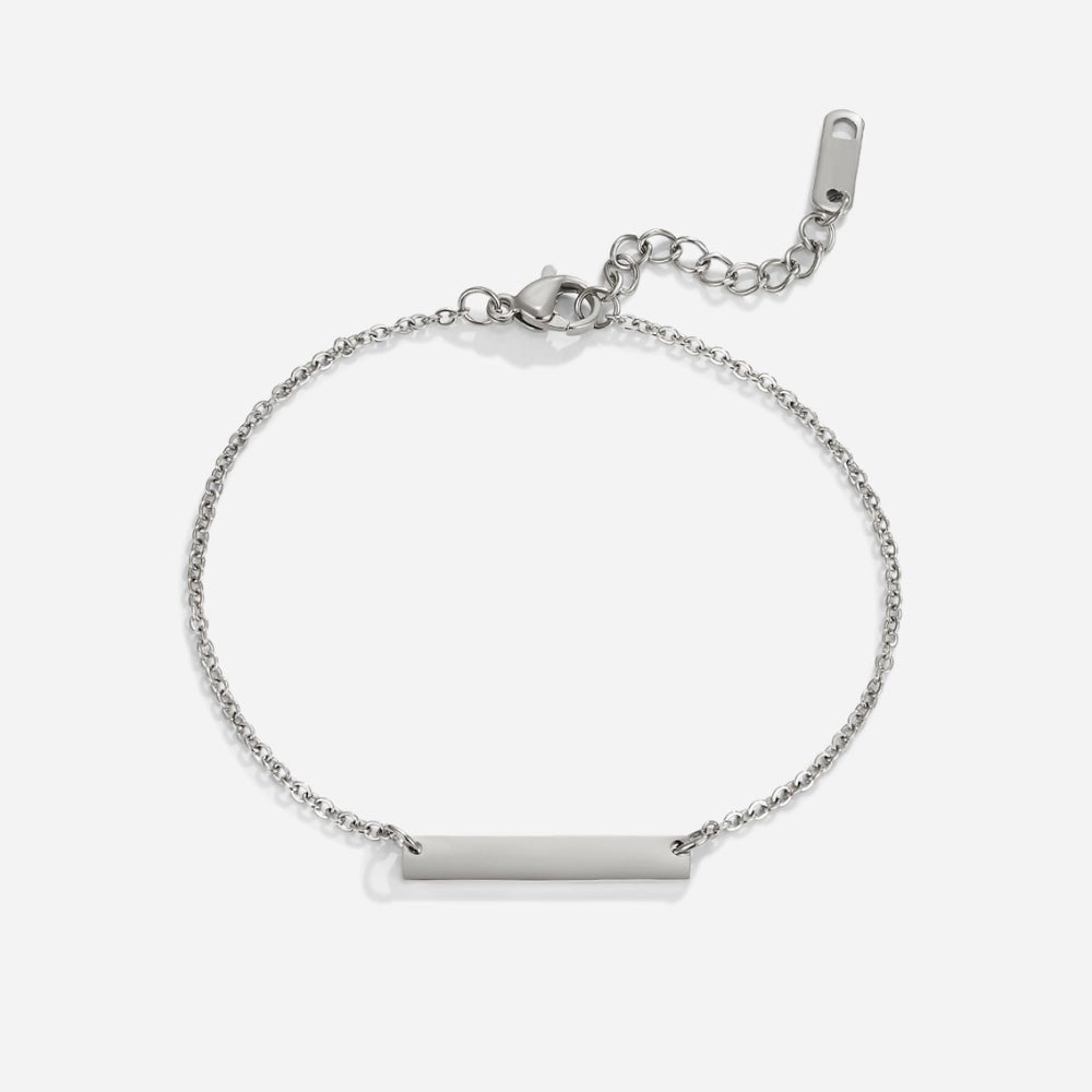 Silver Bar Charm Bracelet for Women
