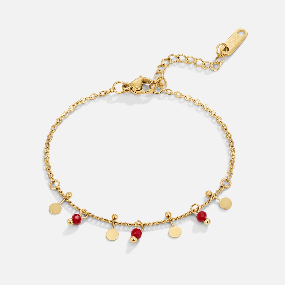Ruby Red Gemstone Bead Bracelet
