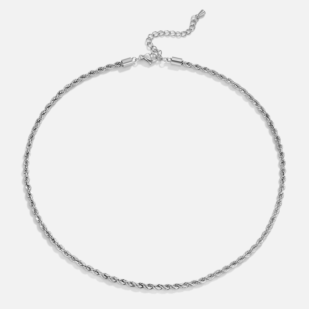 Twisted Silver Chain Necklace for Women