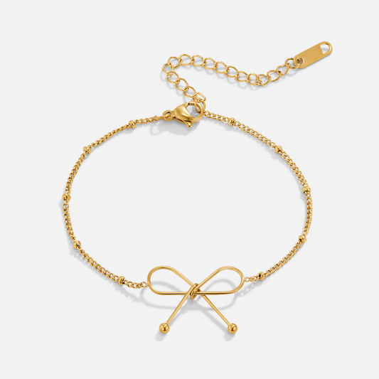 Gold Bow Charm Bracelet for Women
