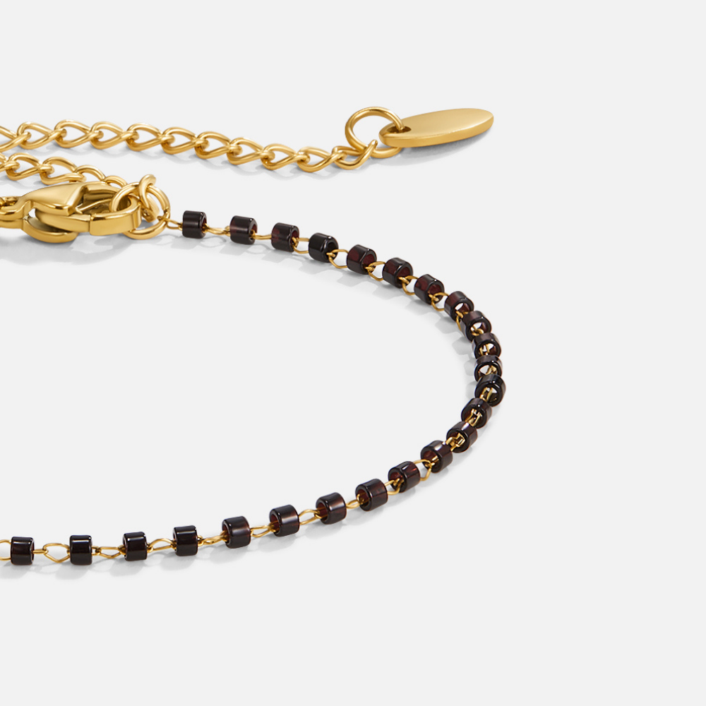 Black Bead Stretch Bracelet for Women