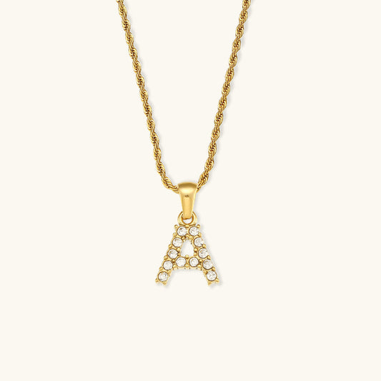Initial Diamond Pendant Necklace for Women
