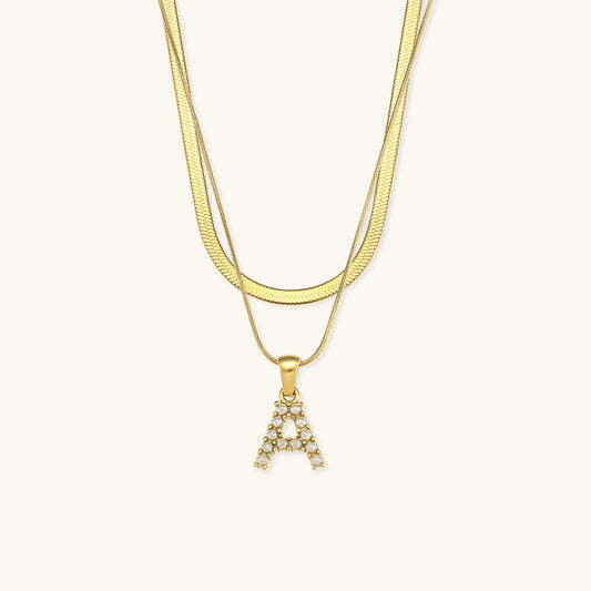 Layered Gold Initial Letter Necklace