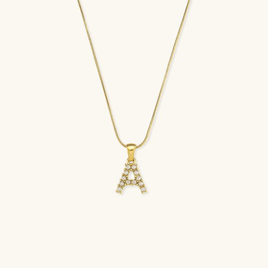 Initial Letter Pearl Pendant Necklace