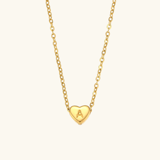 Gold Heart Initial Pendant Necklace