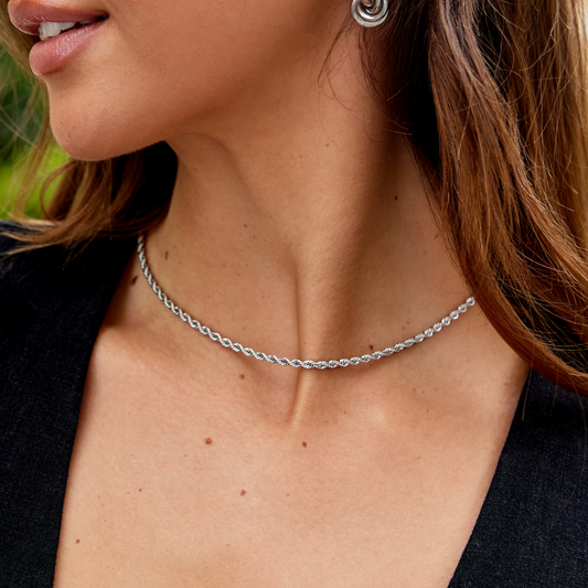 Twisted Silver Chain Necklace for Women