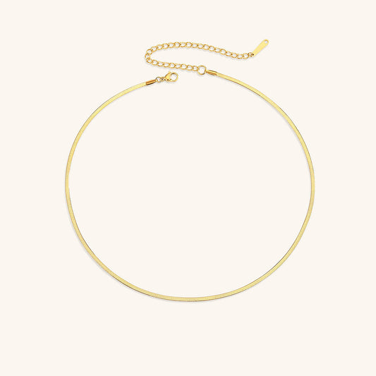 Gold Herringbone Chain Necklace for Women