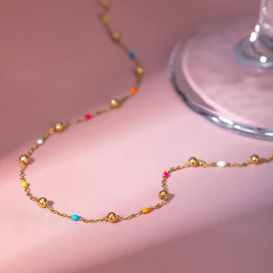 Gold Bead Chain Necklace for Women