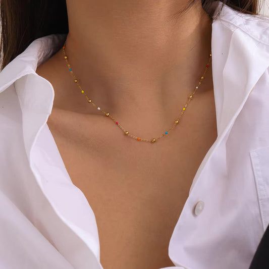 Gold Bead Chain Necklace for Women