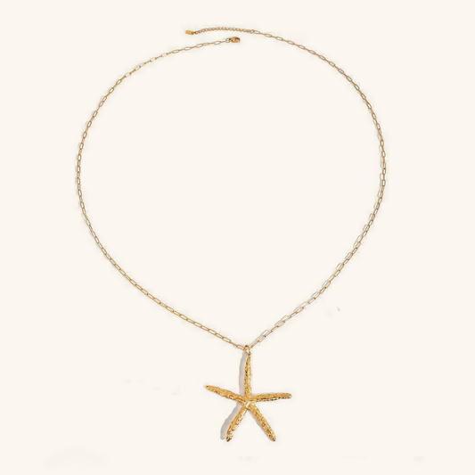 Gold Starfish Pendant Necklace for Women