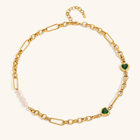 Pearl Chain Gold Statement Necklace
