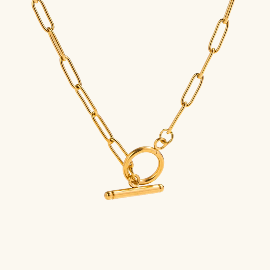 Gold Necklace with Elegant Design and Charm