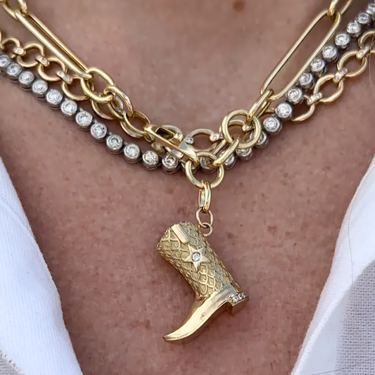 Gold Boot Pendant Necklace for Women