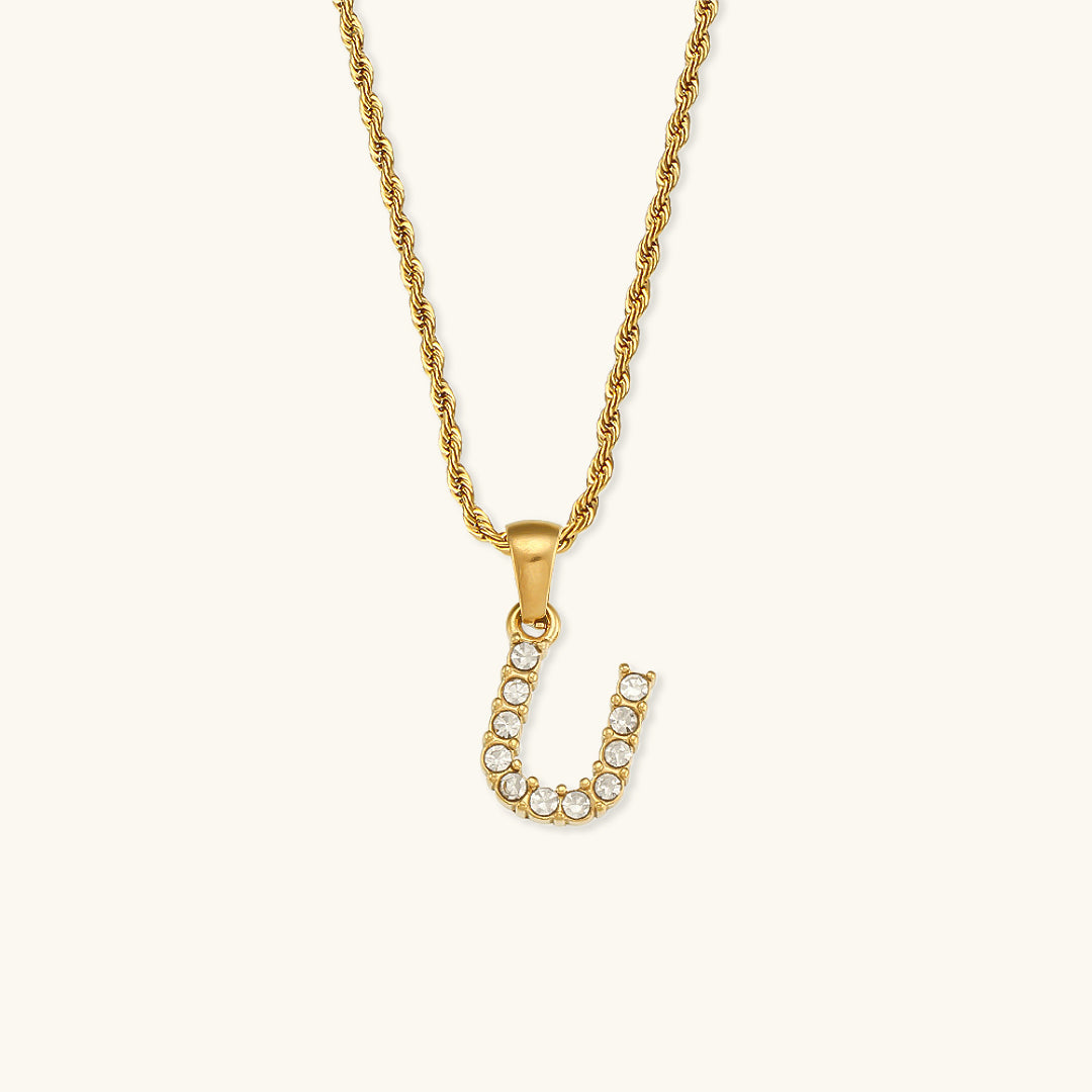Initial Diamond Pendant Necklace for Women