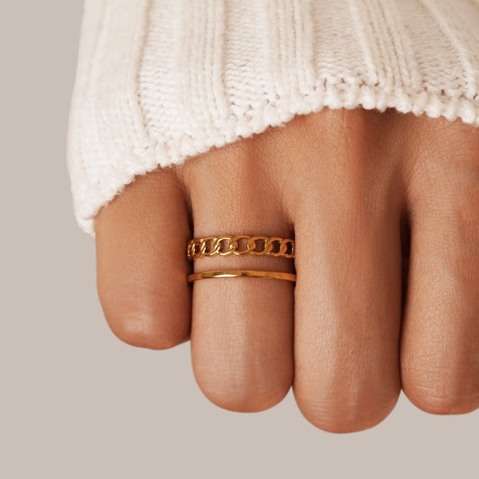 Layered Gold Chain Ring Design