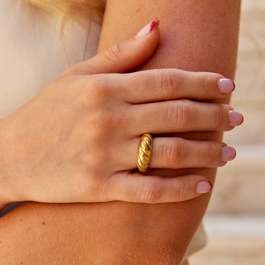 Gold Croissant Shaped Statement Ring