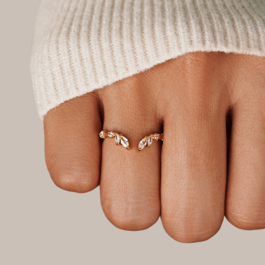Lily Gold Crystal Vine Ring
