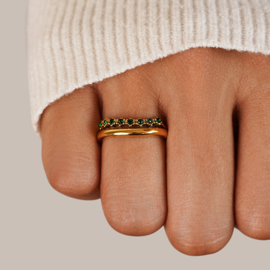 Emerald Green Layered Statement Ring
