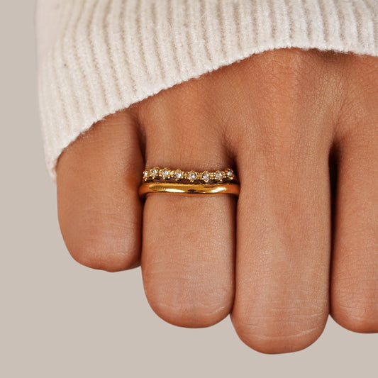 Layered White Crystal Statement Ring