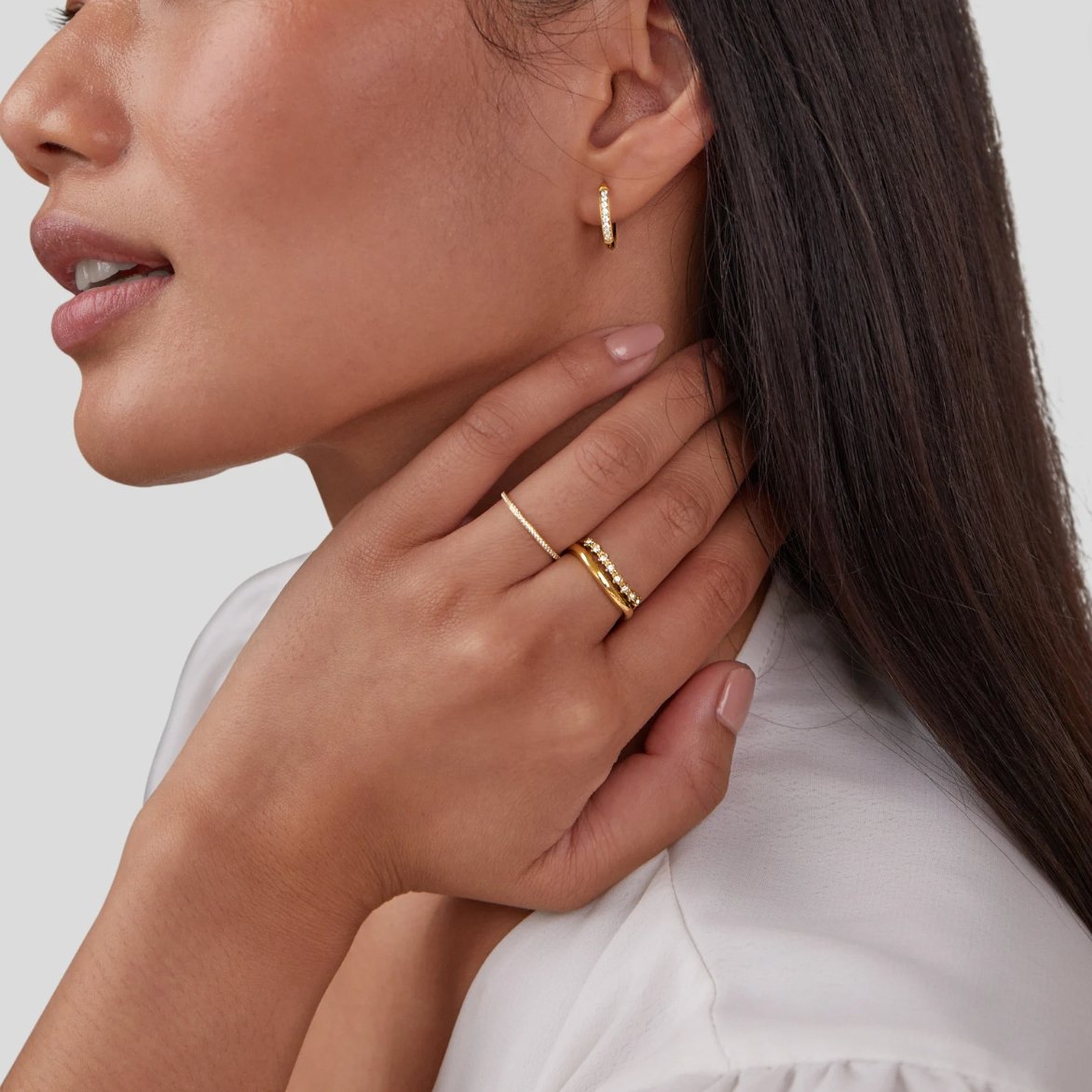 Layered White Crystal Statement Ring