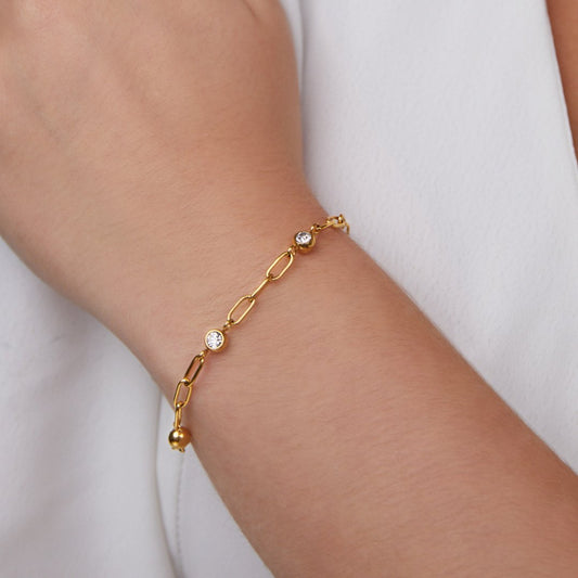 Crystal and Gold Chain Bracelet