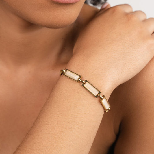 Gold Opal Baguette Gemstone Bracelet