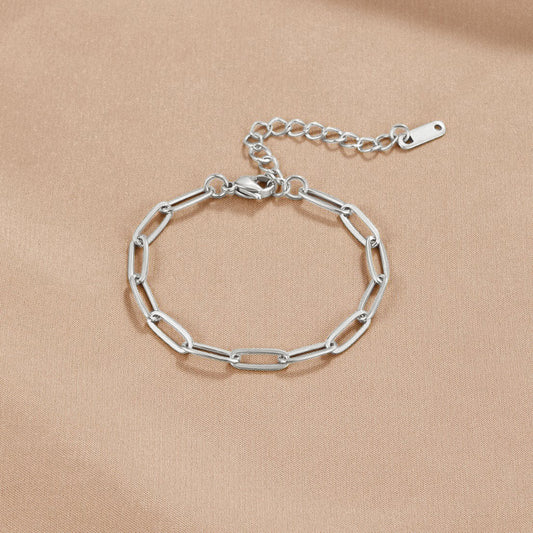 Silver Paperclip Chain Bracelet for Women