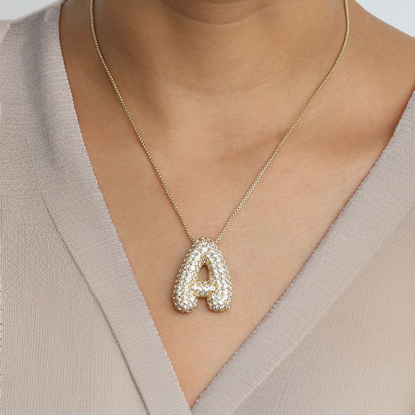 Diamond Initial Pendant Necklace for Women