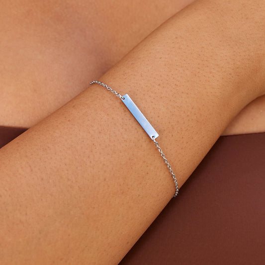 Silver Bar Charm Bracelet for Women