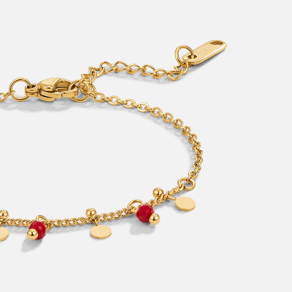 Ruby Red Gemstone Bead Bracelet