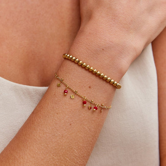Ruby Red Gemstone Bead Bracelet