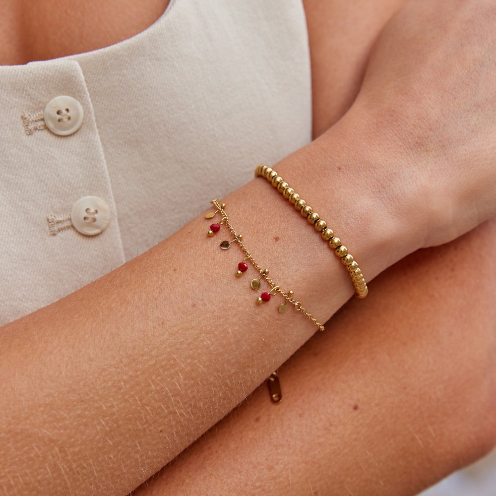 Ruby Red Gemstone Bead Bracelet
