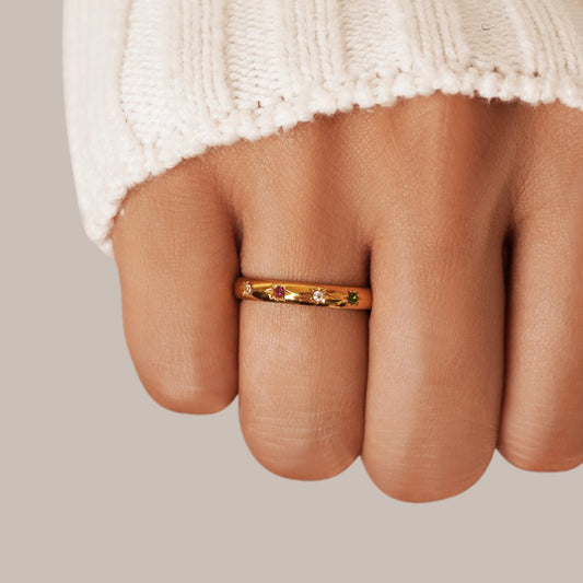 Rainbow Crystal Statement Ring for Women