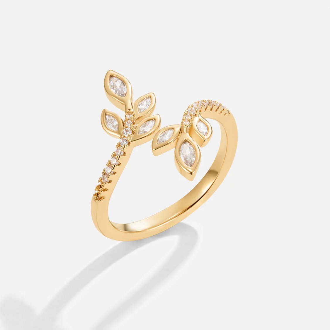 Crystal Vine Ring in White Finish
